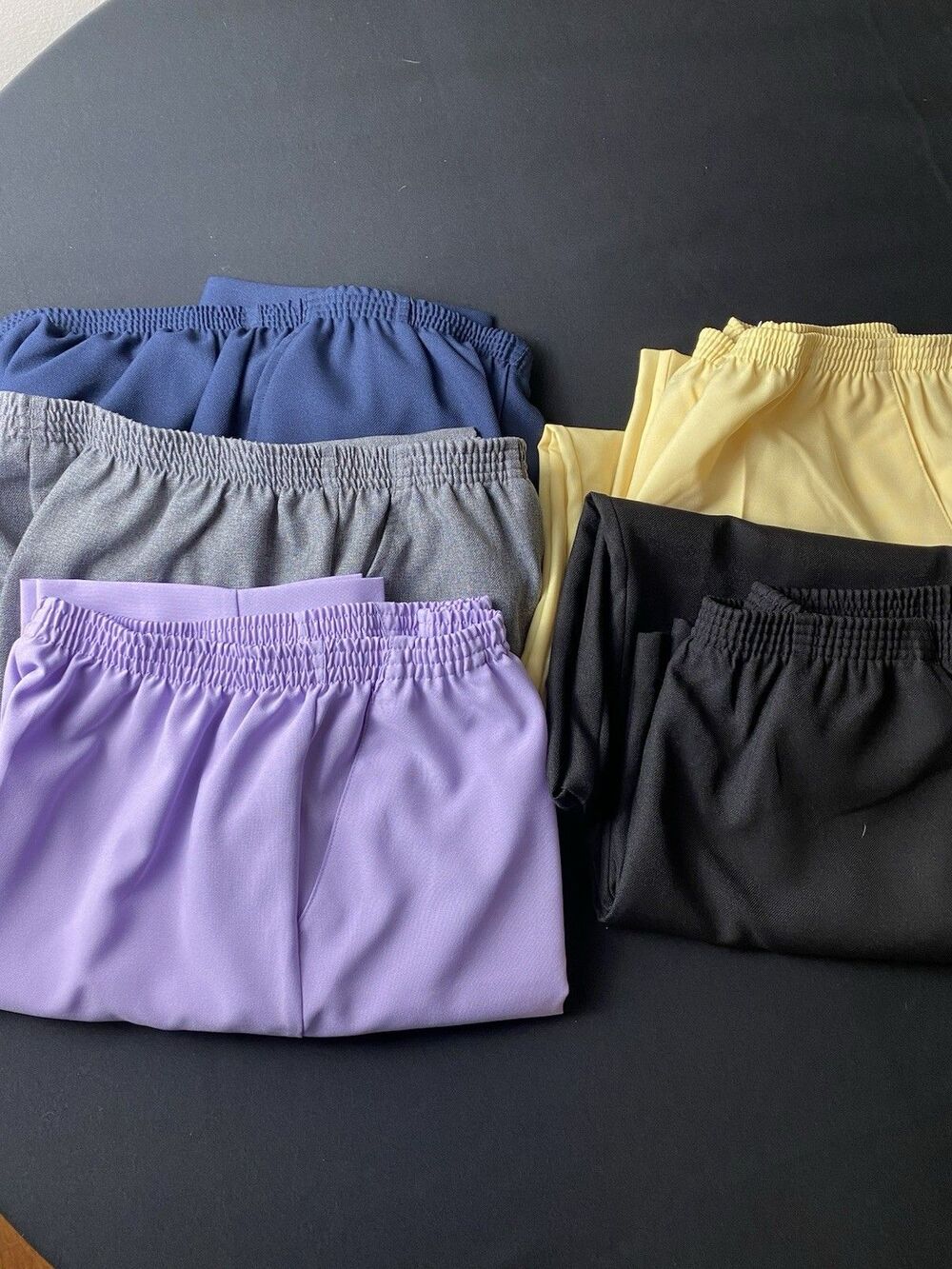 Lot Of 5 Blair 16 Petite Elastic Waist Pants, Slit Pockets Grannycore Comfort H